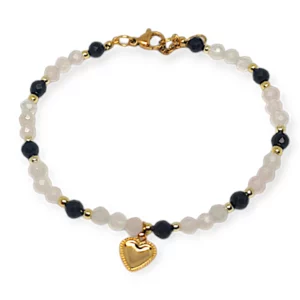 Bransoletka turmalin/kwarc różowy/hematyt