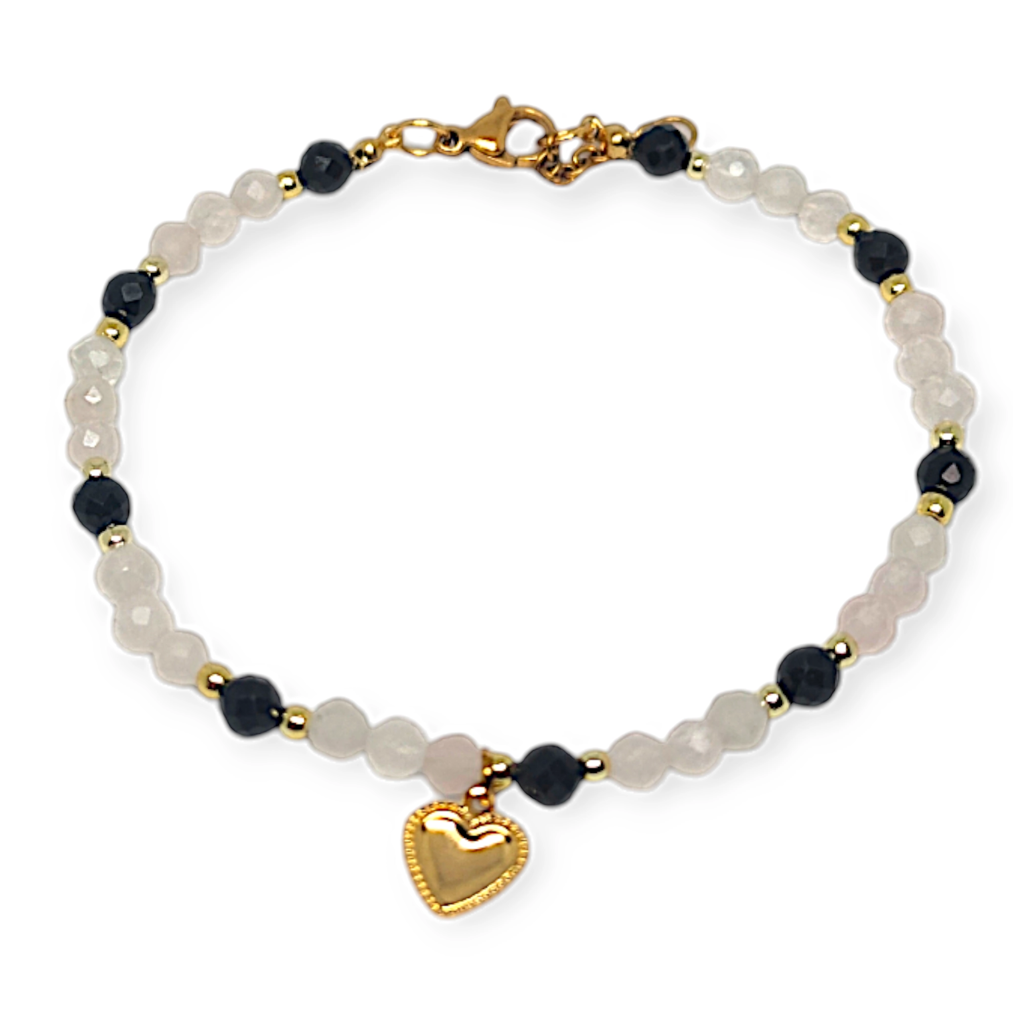 Bransoletka turmalin/kwarc różowy/hematyt