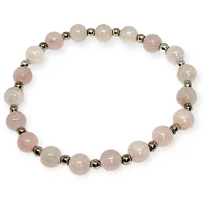 Bransoletka kwarc różowy/hematyt