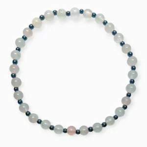 Bransoletka kwarc różowy/hematyt