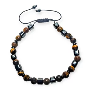 Bransoletka pleciona tygrysie oko/hematyt