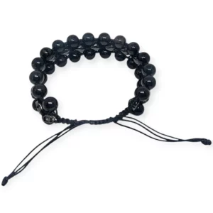 Bransoletka pleciona turmalin/ hematyt (czaszki)