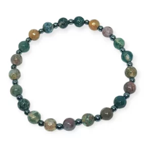 Bransoletka agat indyjski/hematyt